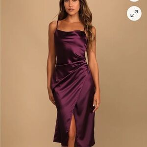 Purple Ruched One Shoulder Gown